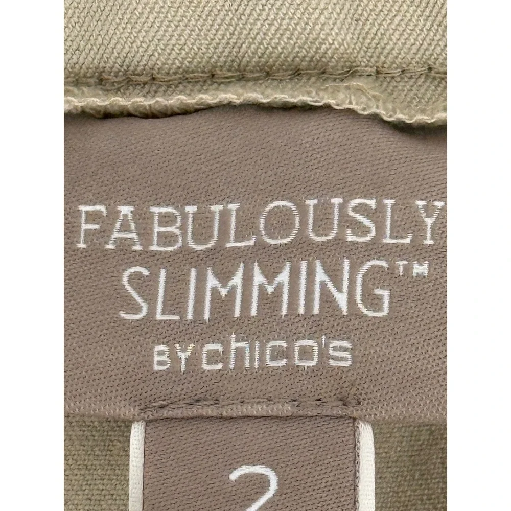 Chicos Fabulously Slimming Ankle Pants Tan Khaki Pull On Stretch Sz 2 (L) - Picture 9 of 12